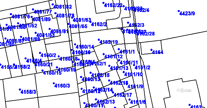 Parcela st. 4161/12 v KÚ Pustkovec, Katastrální mapa