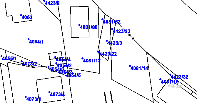 Parcela st. 4423/22 v KÚ Pustkovec, Katastrální mapa