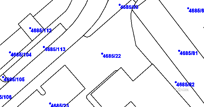 Parcela st. 4685/22 v KÚ Pustkovec, Katastrální mapa