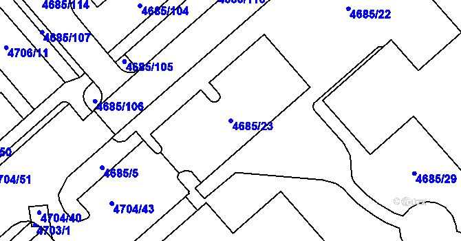 Parcela st. 4685/23 v KÚ Pustkovec, Katastrální mapa