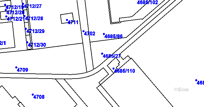 Parcela st. 4685/27 v KÚ Pustkovec, Katastrální mapa