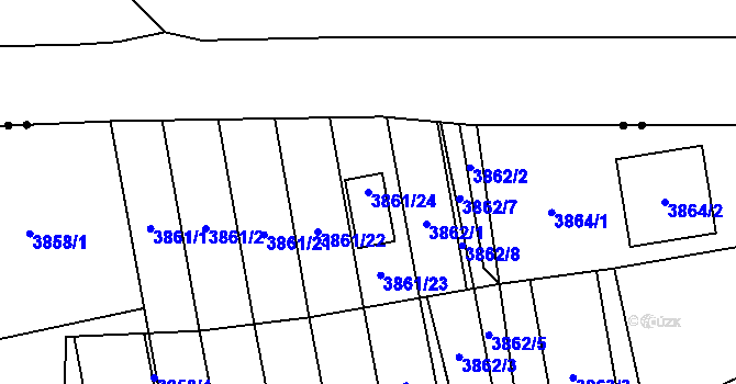 Parcela st. 3861/24 v KÚ Pustkovec, Katastrální mapa
