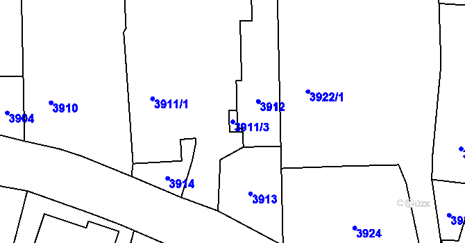 Parcela st. 3911/3 v KÚ Pustkovec, Katastrální mapa