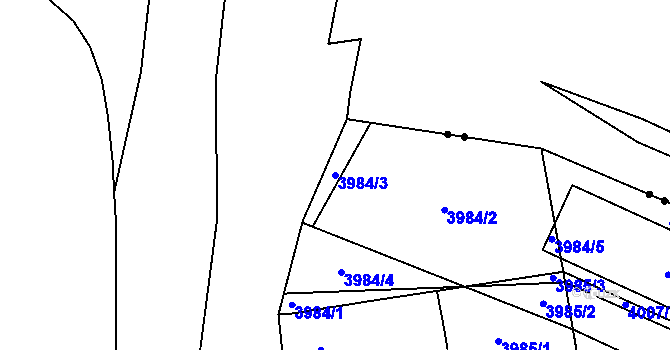 Parcela st. 3984/3 v KÚ Pustkovec, Katastrální mapa