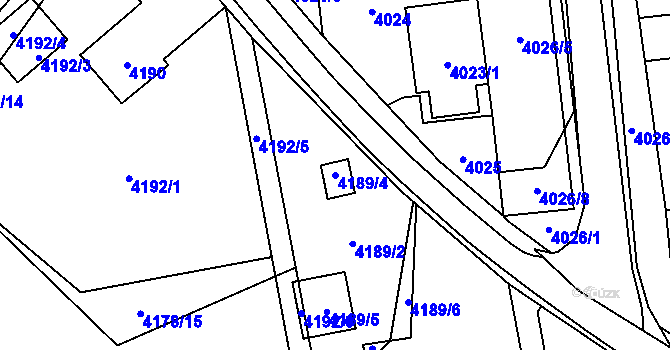 Parcela st. 4189/4 v KÚ Pustkovec, Katastrální mapa