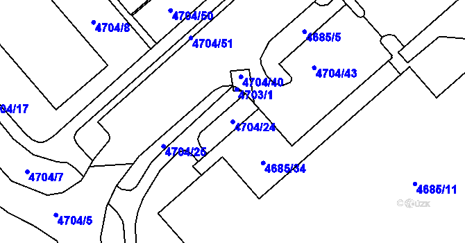 Parcela st. 4704/24 v KÚ Pustkovec, Katastrální mapa