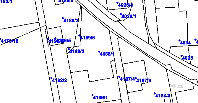 Parcela st. 4188/1 v KÚ Pustkovec, Katastrální mapa