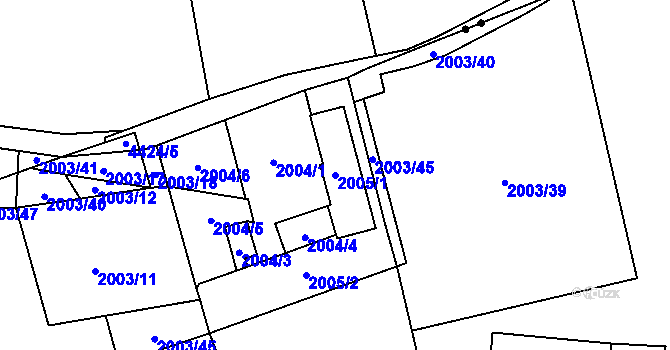 Parcela st. 2005/1 v KÚ Pustkovec, Katastrální mapa