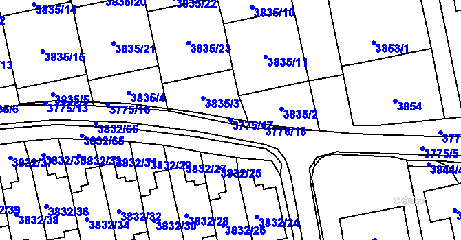 Parcela st. 3775/17 v KÚ Pustkovec, Katastrální mapa