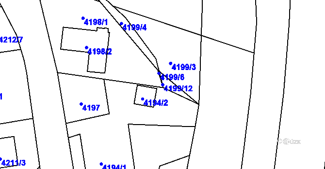 Parcela st. 4199/12 v KÚ Pustkovec, Katastrální mapa
