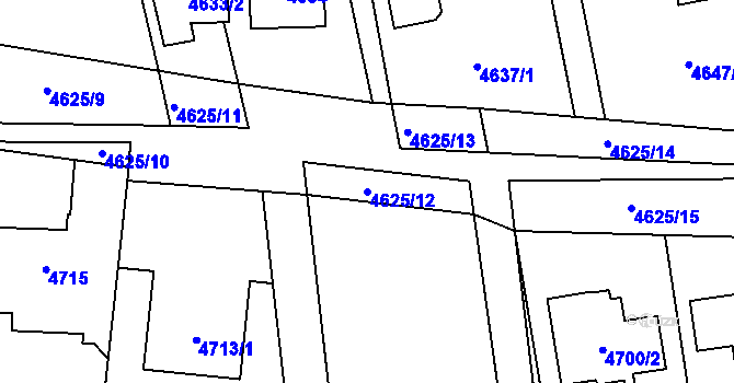 Parcela st. 4625/12 v KÚ Pustkovec, Katastrální mapa