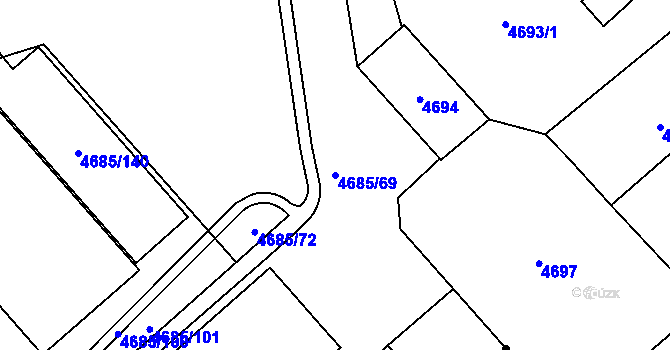 Parcela st. 4685/69 v KÚ Pustkovec, Katastrální mapa