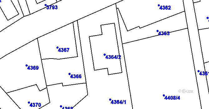 Parcela st. 4364/2 v KÚ Pustkovec, Katastrální mapa