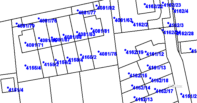 Parcela st. 4081/78 v KÚ Pustkovec, Katastrální mapa