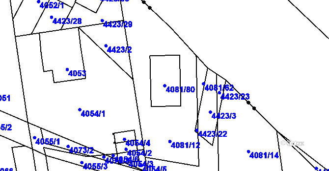 Parcela st. 4081/80 v KÚ Pustkovec, Katastrální mapa
