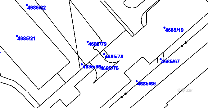 Parcela st. 4685/78 v KÚ Pustkovec, Katastrální mapa