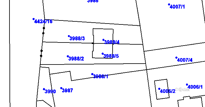 Parcela st. 3988/5 v KÚ Pustkovec, Katastrální mapa