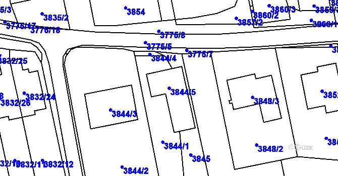 Parcela st. 3844/5 v KÚ Pustkovec, Katastrální mapa