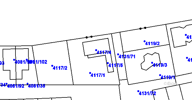 Parcela st. 4117/4 v KÚ Pustkovec, Katastrální mapa