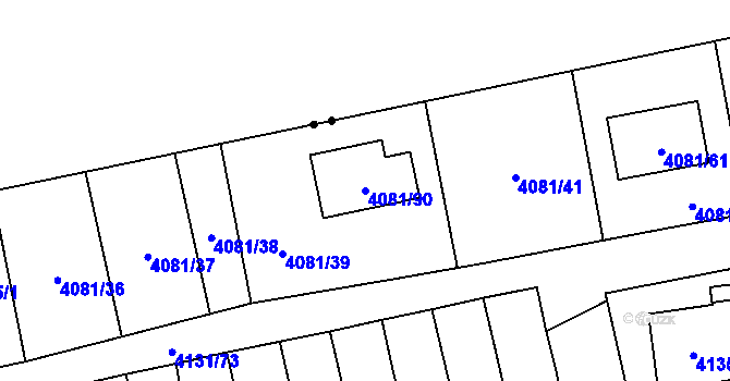 Parcela st. 4081/90 v KÚ Pustkovec, Katastrální mapa