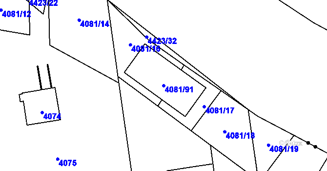 Parcela st. 4081/91 v KÚ Pustkovec, Katastrální mapa