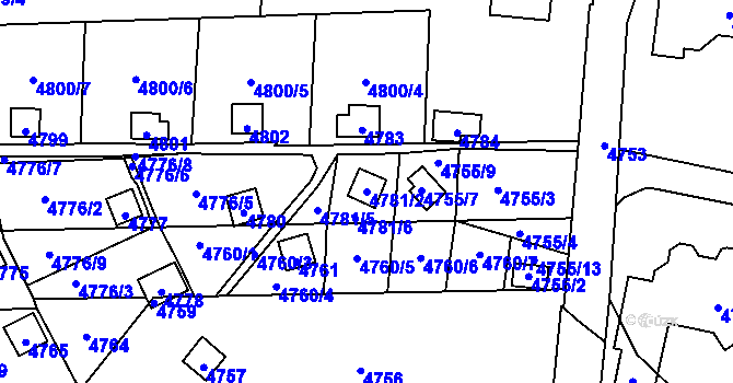 Parcela st. 4781/2 v KÚ Pustkovec, Katastrální mapa