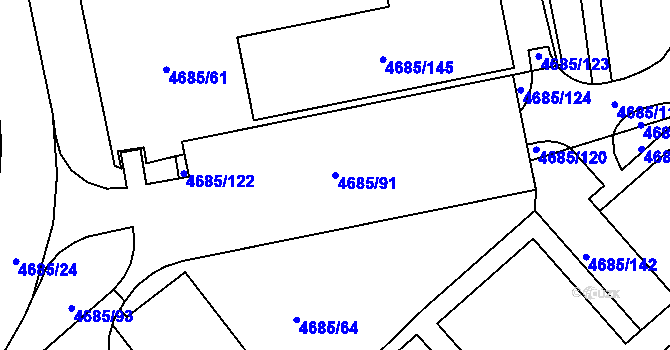 Parcela st. 4685/91 v KÚ Pustkovec, Katastrální mapa