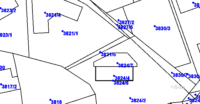 Parcela st. 3821/5 v KÚ Pustkovec, Katastrální mapa
