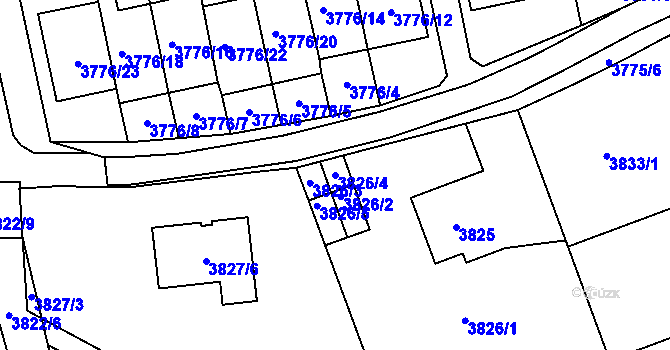 Parcela st. 3826/4 v KÚ Pustkovec, Katastrální mapa