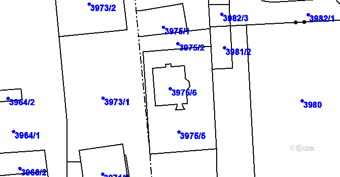Parcela st. 3975/6 v KÚ Pustkovec, Katastrální mapa
