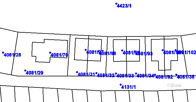 Parcela st. 4081/98 v KÚ Pustkovec, Katastrální mapa