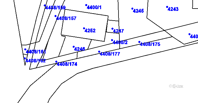 Parcela st. 4408/177 v KÚ Pustkovec, Katastrální mapa