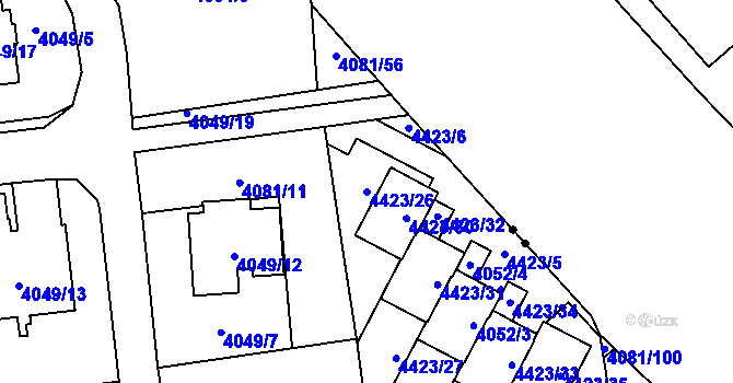 Parcela st. 4423/26 v KÚ Pustkovec, Katastrální mapa
