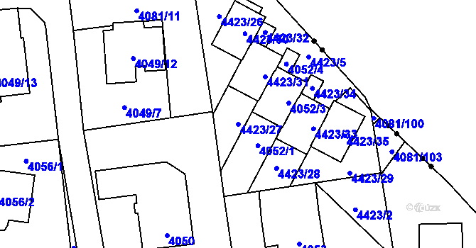 Parcela st. 4423/27 v KÚ Pustkovec, Katastrální mapa