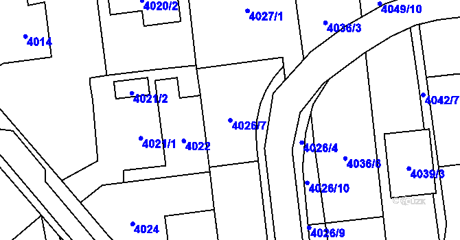 Parcela st. 4026/7 v KÚ Pustkovec, Katastrální mapa