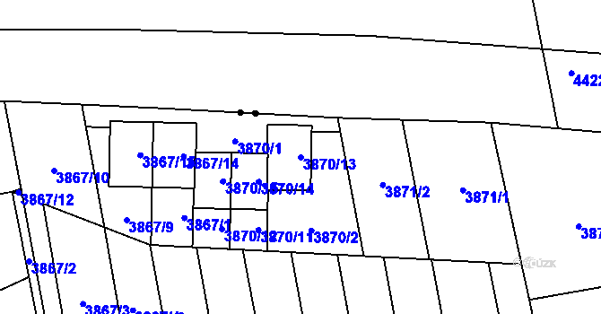 Parcela st. 3870/13 v KÚ Pustkovec, Katastrální mapa