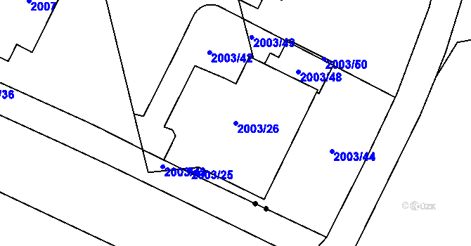 Parcela st. 2003/26 v KÚ Pustkovec, Katastrální mapa