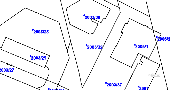 Parcela st. 2003/32 v KÚ Pustkovec, Katastrální mapa