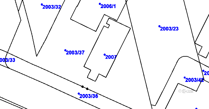 Parcela st. 2007 v KÚ Pustkovec, Katastrální mapa