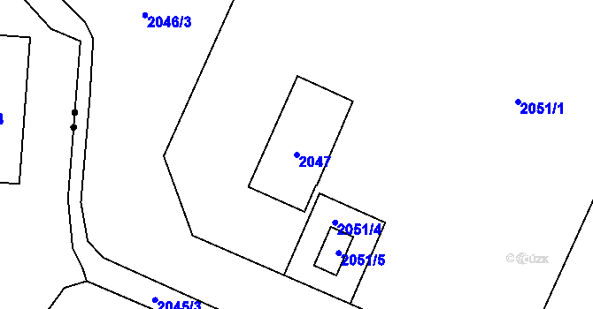 Parcela st. 2047 v KÚ Pustkovec, Katastrální mapa