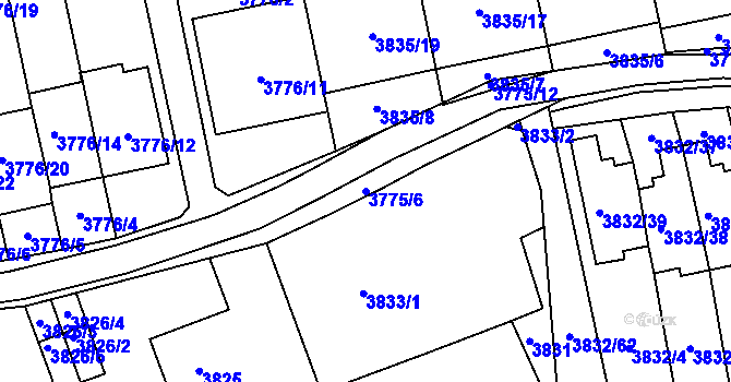 Parcela st. 3775/6 v KÚ Pustkovec, Katastrální mapa