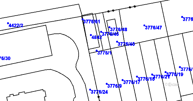 Parcela st. 3776/1 v KÚ Pustkovec, Katastrální mapa
