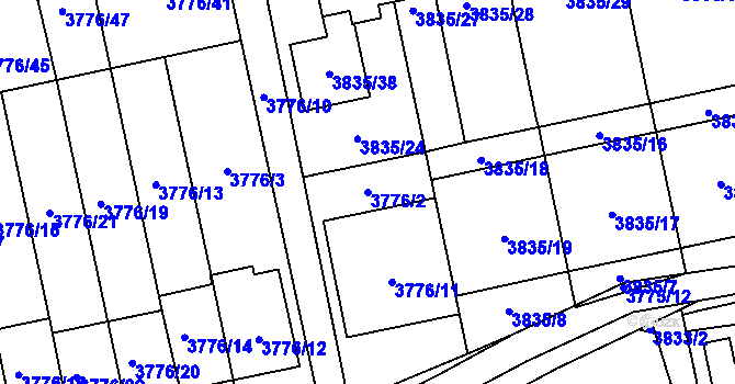 Parcela st. 3776/2 v KÚ Pustkovec, Katastrální mapa