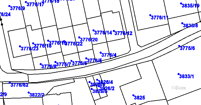 Parcela st. 3776/4 v KÚ Pustkovec, Katastrální mapa