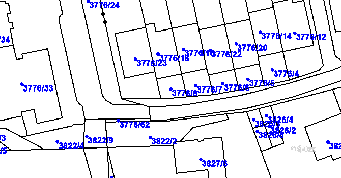 Parcela st. 3776/8 v KÚ Pustkovec, Katastrální mapa