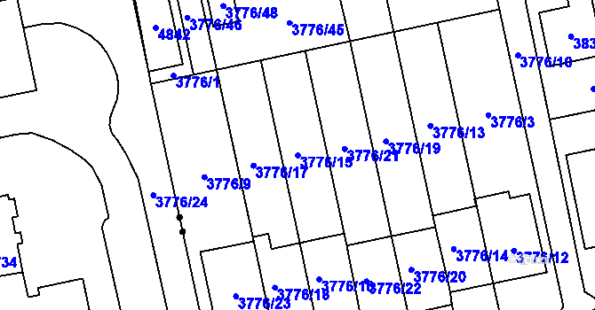 Parcela st. 3776/15 v KÚ Pustkovec, Katastrální mapa