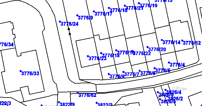 Parcela st. 3776/18 v KÚ Pustkovec, Katastrální mapa