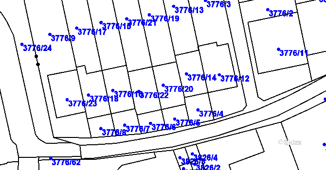 Parcela st. 3776/20 v KÚ Pustkovec, Katastrální mapa