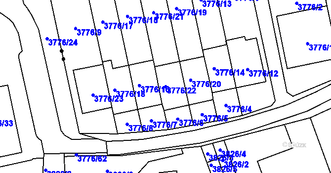 Parcela st. 3776/22 v KÚ Pustkovec, Katastrální mapa