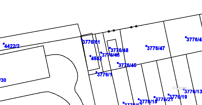 Parcela st. 3776/46 v KÚ Pustkovec, Katastrální mapa